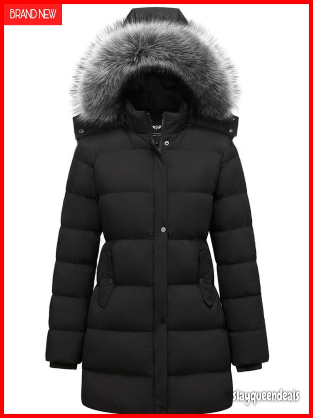 GGleaf Winter Puffer Coat Removable Faux Fur Hood Warm Snow Jacket